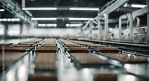 Modern microchip and semiconductor factory.