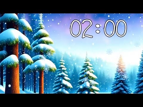 2 Minute Winter Countdown Timer With Animated Snow and Music ❄️🎶
