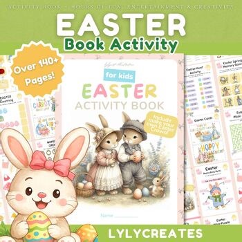 Easter Activity Book Spring, Printable Worksheets & Games Literacy & Math Bundle