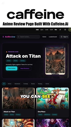 How I built Anime review page with Caffeine AI #shorts @caffeineai