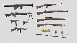 Low Poly World War 2 U.S. Weapons - 3D model by samanthacford