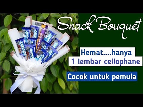 Buket Snack mudah hanya dengan 1 lembar cellophane || DIY Snack Bouquet Low budget Tutorial
