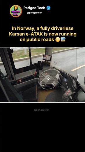 This Bus Has No Driver… And It’s Driving 😳🚍 #shorts #driverless #norway #bus #ai #technology