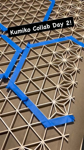 We are calling it 60% done! Thanks to all the kumiko helpers #kumikocollab up leveling chisel skills, making time for making, meeting new friends and learning from each other 🪚 🙏 We’ll keep working on this 4’ x 6’ kumiko panel during open studio hours this week and while the gallery is open on Saturday. (Last chance to see the “From Far East” exhibit is 11/15) Stop by and check it out! 🎏 🙏 @jtwoodworks @reneejohnsonstudio @jason_nemec This community project was made possible in part by Sarat