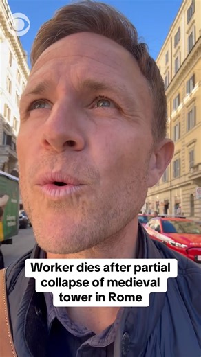 A worker who was trapped for 11 hours underneath the rubble of a partially collapsed medieval tower in Rome has died. https://cbsn.ws/4oWChzQ | CBS News