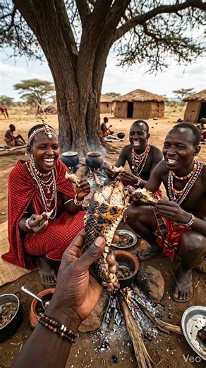 African Tribal Cooking Snake Meat 🔥 Extreme Food POV | Real Village Survival Cooking #shorts