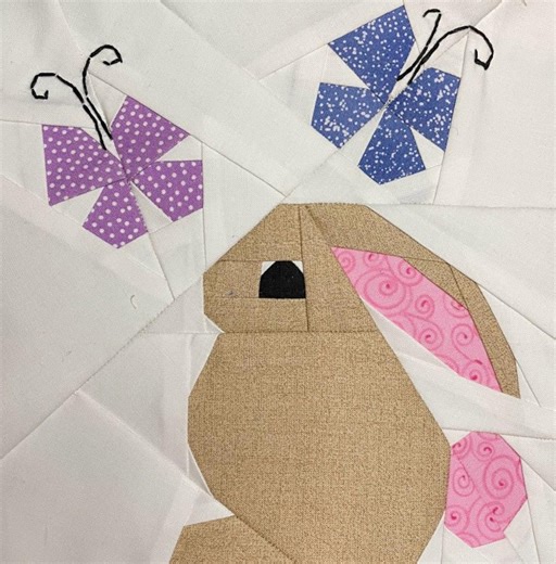 BUNNY WITH BUTTERFLIES Paper Pieced Pattern (pdf Instant Download) Foundation Piecing, Bunny Quilt, Made by Marney - Etsy