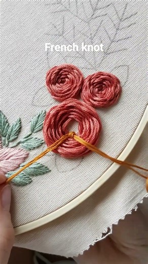 French knot details 🌸🧵Sophia pattern ✨ #embroidery #tutorial #diy #handmade #craft #stitch #flowers