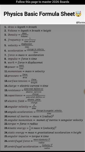 Physics basic formula sheet...