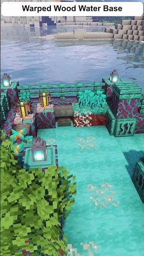Minecraft Warped Wood Water Base | Nether Aquatic Inspiration #shorts