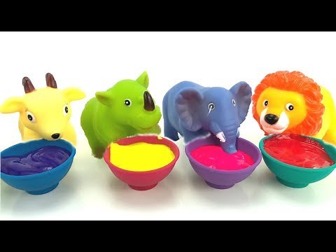Learn Colors With Squeaky ZOO Animal Bath Toys And Paint/Finger Family Nursery Rhyme/Toys Bath Time