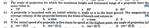The angle of projection for which the maximum height and horizo... | Filo