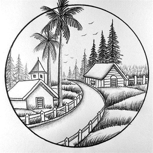 2.2M views · 10K reactions | Step by step perspective circle scenery drawing #scenerydrawing #artwork | Md. Takbir Hossain | Facebook