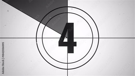 Vintage film leader. countdown film start from 0 to 10. Vintage retro movie classic old timer. 4k