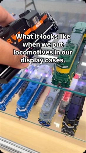 Arnie's Model Trains on Instagram: "It’s so much fun working in a model train store! One of the perks is getting to see all the new product before anyone else. But you can’t beat getting to put the locomotives in the cases. This is what it looks like from our point of view vs the customers. 藍藍. #arniestrains #arniesmodeltrains #trainstore #modeltrains #hoscale #hobbiestore #funnies"