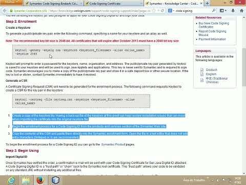 T2Ti ERP 2.0 - Java RIA - Back-office Environment - Video Lesson 15 - Code Signing Certificate