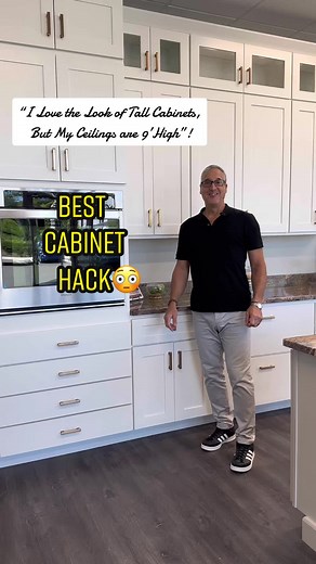 If you have 9 foot ceilings, you need to watch this BEFORE Ordering your Kitchen Cabinets! Here’s the Easiest Way to get that Custom Look and Save Money. #cabinets #diy #kitchen #reels #trending