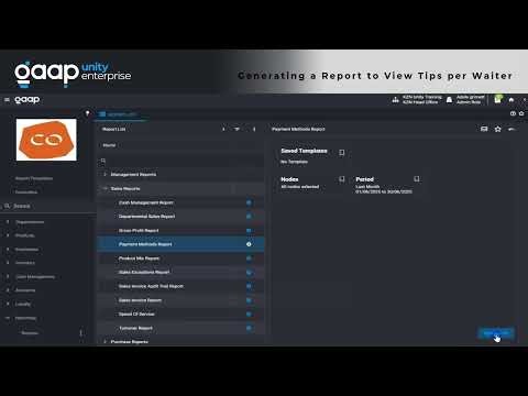 Unity - Generating a Report to view Tips Per Waiter