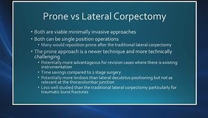 Traumatic Burst Fracture: Prone vs. Lateral Approaches