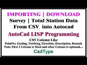 how to import | download survey | total station data from csv to cad in autocad using lisp | CTL83