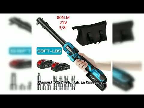 Seesii 3/8" 21V Cordless Electric Wrench 80Nm 6.3'' Extended Electric Ratchet Wrench Rechargeable An