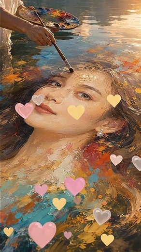 화가들이물위로그리는아름다운여인의얼굴