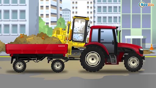 La journée du Tracteur - Tracteur agricole et remorque - Dessiné animé en français pour les enfants