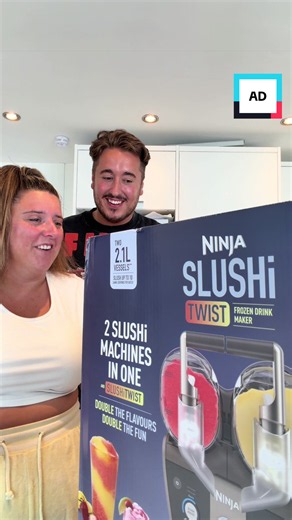 AD I surprised Lea with the ultimate gadget of the summer – the @Ninja UK Ninja Slushi Twist! 🤩 What's the first frozen drink you'd make? 🍹 #NinjaSlushiTwist
