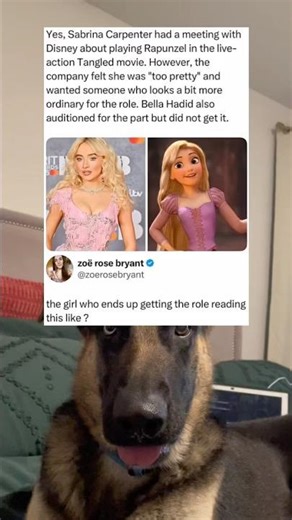 Yes, Sabrina Carpenter had a meeting with Disney about playing Rapunzel in the live-action Tangled