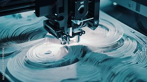 A 3D printing process that creates a complex part. Concept: Technology innovation production,