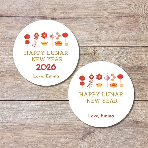 Personalized Happy 2026 Lunar New Year Stickers, Custom Chinese New Year Party Labels, Holiday Baking Party Favor Treat Bags Gift Labels - Etsy
