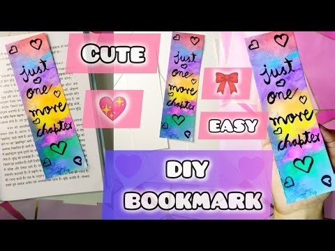 Cute Simple and Easy AESTHETIC BOOKMARK 🎀#bookmark #bookmarkpainting #aesthetic #viral #youtube #yt