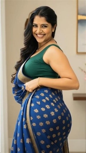 Graceful Saree Lookbook | Stunning Blue & Green Combo Outfit 💝#shorts #saree