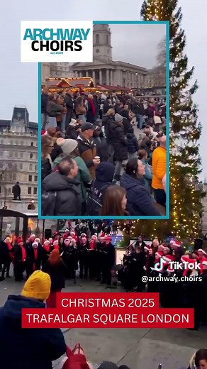 Choir singing an epic version of ‘O Holy Night’ draws a huge crowd in Trafalgar Square, London Dec 2025. Jane Reeves arranged this for the choirs back in 2012-13. Still gives us all the feels #christmaschoir #oholynight #choir #archwaychoirs #janereeves
