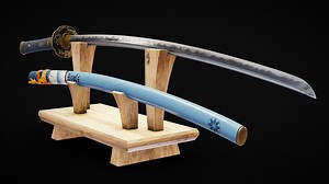Blue Odachi - Large Samurai Sword - Katana - Buy Royalty Free 3D model by neatpolygons