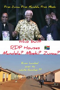 Who built RDP houses ? President who ???🇿🇦 ✅ Mandela (1994–1999): Introduced the RDP policy after 1994. This is when the building of free government houses started. ✅ Mbeki (1999–2008): Continued RDP housing, but also tried to improve them into what was later called BNG houses (“Breaking New Ground”). ✅ Zuma (2009–2018): During Zuma’s presidency, millions more RDP/BNG houses were built. more than 4 million South Africans have homes today because of this programme. Even white families benefits 
