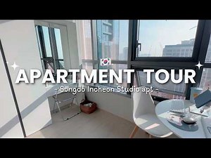 Korean Apartment Tour | 🏡 31st floor luxury rent free studio 💸 bright & minimal room tour in Incheon