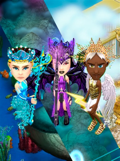 De que lado você vai ficar? Conheça os novos grupos do Mês da Fantasia! 🐚⚡🔥 #MiniMania #minimundosjogo #minimaniaapp #games #minimundos #smallworlds