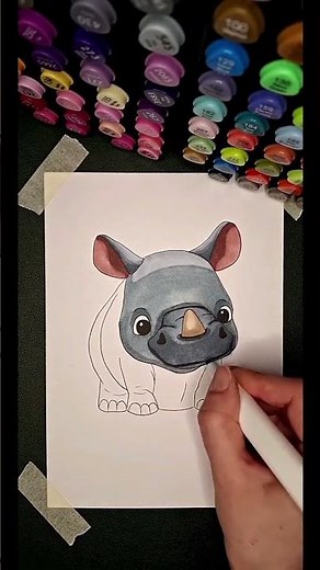 How to Draw a Cute Baby Rhino | Marker Illustration Tutorial | Masterful Imprint #drawing