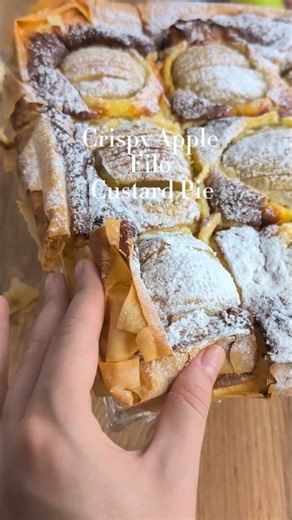 Easy Apple Filo Custard Pie 🍏 | Crispy & Creamy Dessert