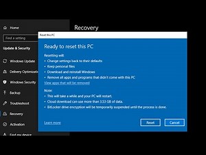 Windows 10 - How to Reset Windows to Factory Settings without installation disc