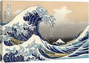 Wieco Art Great Wave of Kanagawa Katsushika Hokusai Giclee Canvas Prints Wall Art Abstract Seascape Pictures Paintings for Living Room Home Decorations Large Modern Stretched and Framed Sea Artwork