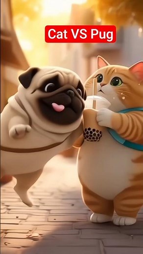 😹 cat vs Pug: The Bubble Tea Battle!