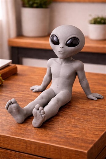 Sitting Alien Figurine STL – Sci-Fi Desk Decor, 3D Printable Sculpture (Digital Download)