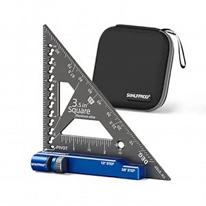 Mini Square Woodworking Tool with Flip-Stop 90 Degree Small Square Precision Woodworking Measuring Gauge Triangle Rule (Blue-Gray)