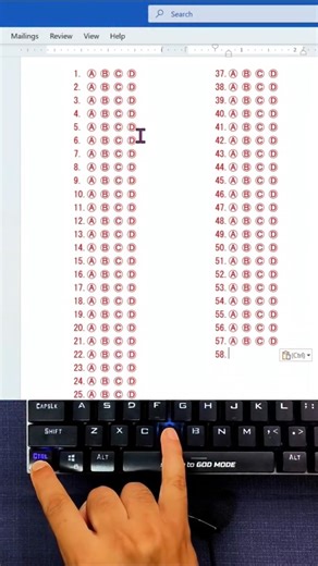 Create OMR sheet in MS Word in a second #keyboard #msword #msexcel #computertips #quickpctips