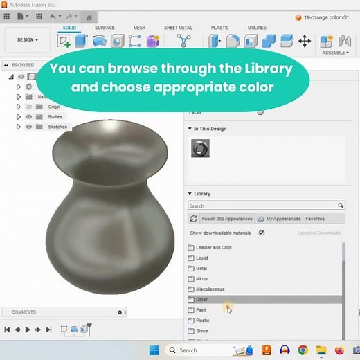 How to add custom color to a model in Fusion 360? Fusion 360 Tips & Tricks Series