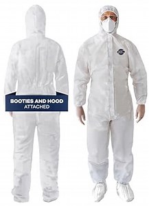 Hazmat Suits Disposable | 1 Pack, 2X-Large | Protective Coveralls with Attached Hood and Boots | Heavy Duty Full Body Painters Suit for Adults - Breathable & Water Resistant | 2XL