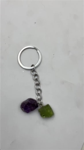 Amethyst & Peridot Keychain 💜💚 Colorful Gemstone Accessory #jewelry #peridot #amethyst #keychain