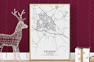 Buy SWINDON Map Print, High Res Map of Swindon, Swindon, Minimalist UK City Maps, Printable Wall Art, Instant Digital Download Online in India - Etsy
